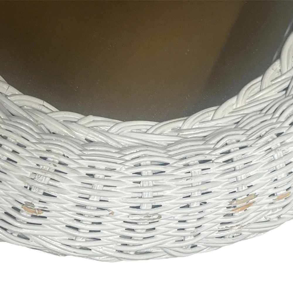 Vintage Elegant White Wicker Oval Wall Mirror 16